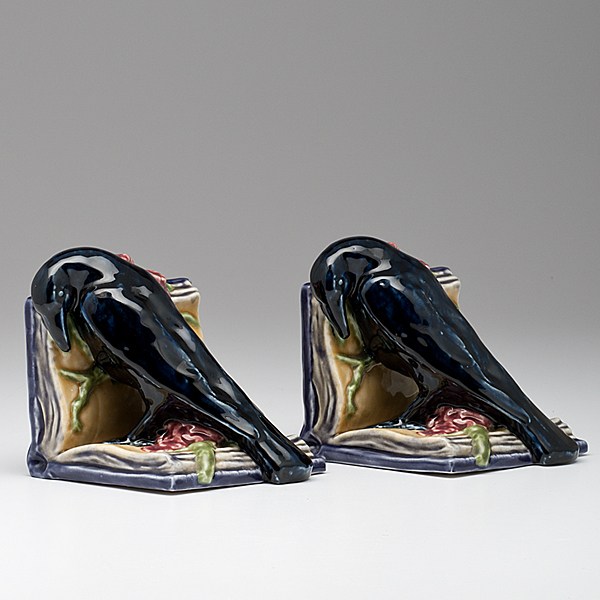 Rookwood Polychrome Rook Bookends