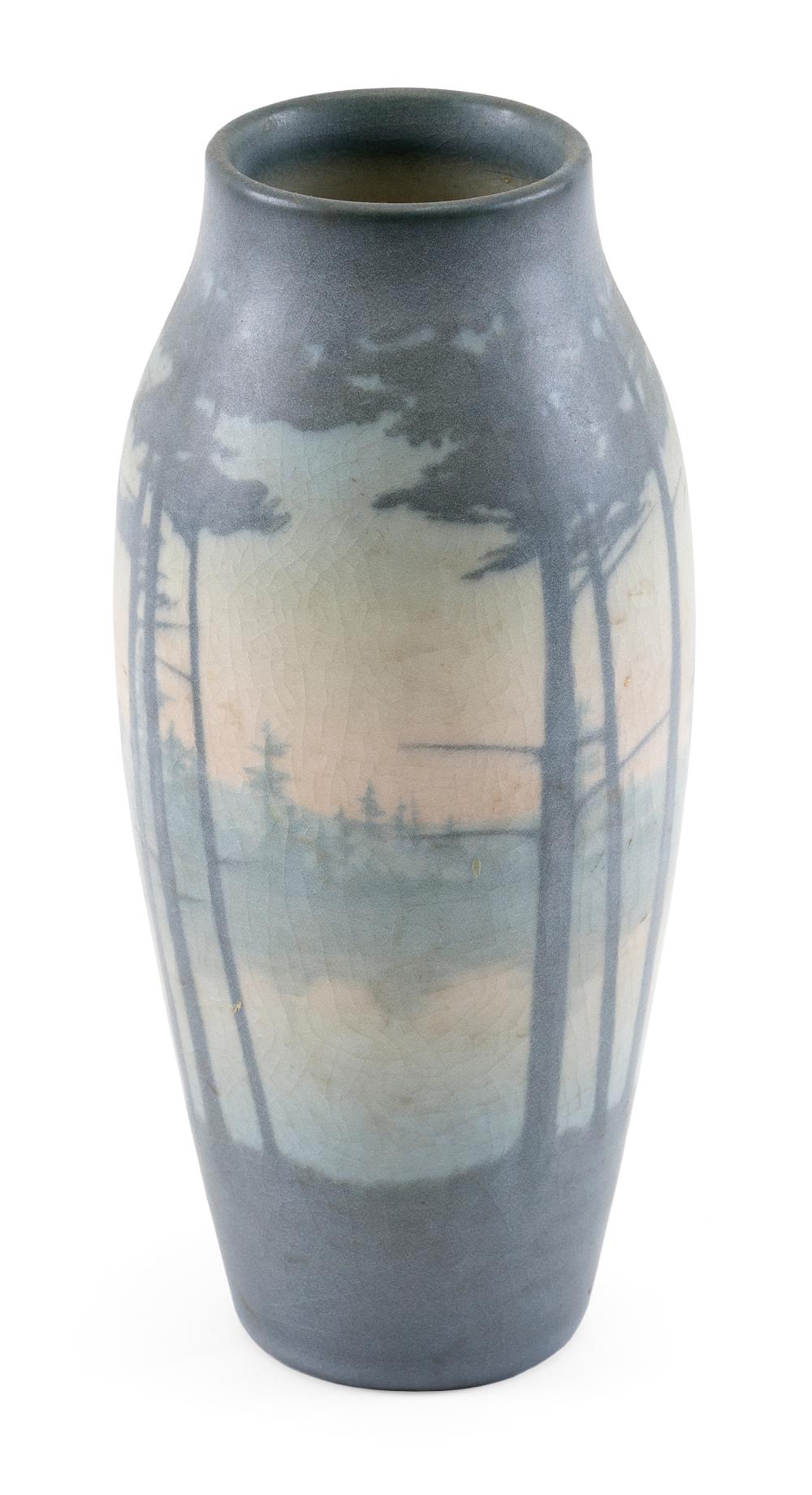 ROOKWOOD SCENIC VELLUM POTTERY VASE