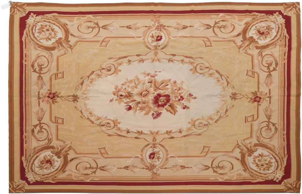 ROOM-SIZED AUBUSSON CARPET 9' X