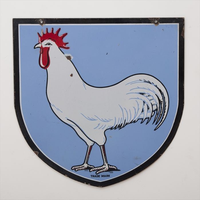ROOSTER SIGN Enameled over steel;