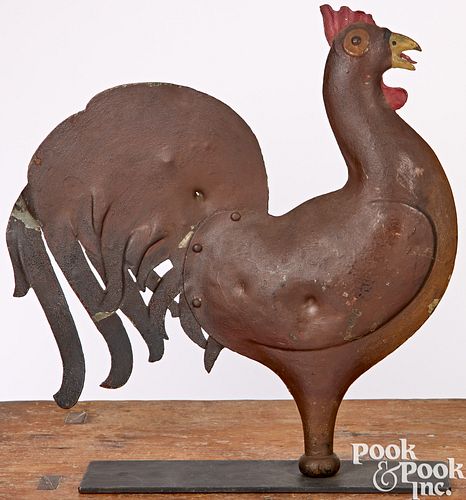 ROOSTER WEATHERVANE, 19TH C.Painted
