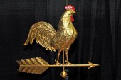 ROOSTER WEATHERVANE. Gilt and