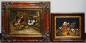 ROOSTERS AND HENS, TWO OILS ON