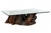 ROOT WOOD AND GLASS COFFEE TAB