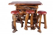 ROOT WOOD BAR & THREE BARSTOOL