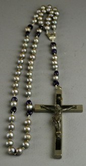 Rosary Beads of Pearl and Amet