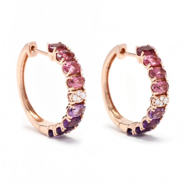 ROSE GOLD AND GEM-SET HOOPS, EFFY