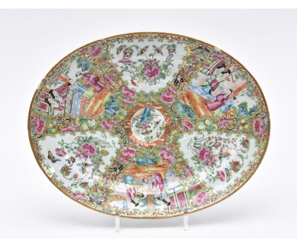 Rose Medallion oval platter, 19th