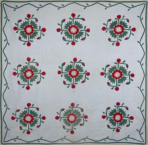 ROSE OF SHARON APPLIQUE QUILT,