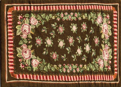 ROSE PETITE NEEDLEPOINT RUGRose