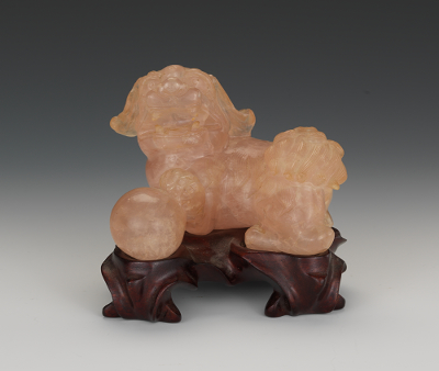 Rose Quartz Dog with Ball Very