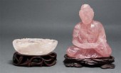 Rose quartz seated Buddha figu