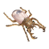 ROSE QUARTZ, SILVER GILT STAG