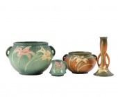ROSEVILLE ART POTTERY 4PC. GRO