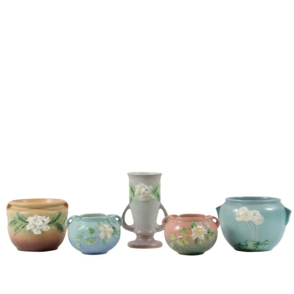 ROSEVILLE ART POTTERY 5PC. GROUP: