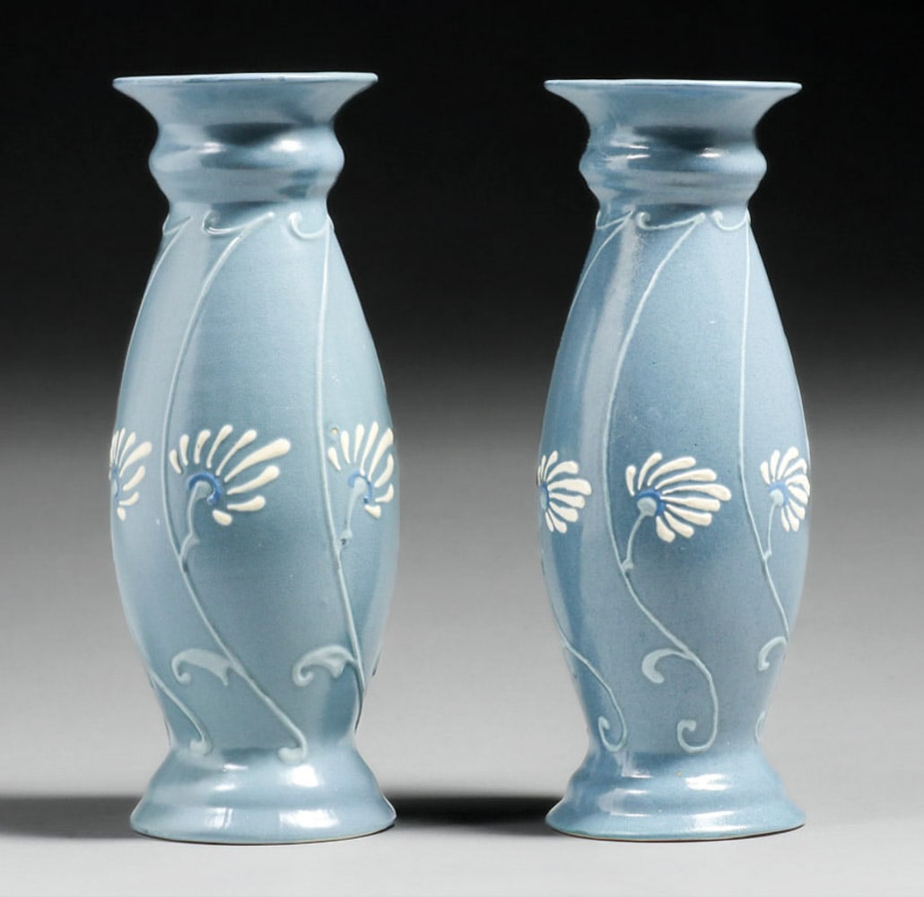ROSEVILLE AZTEC PAIR OF VASES