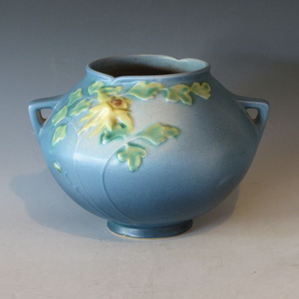Roseville blue Columbine rose bowl.