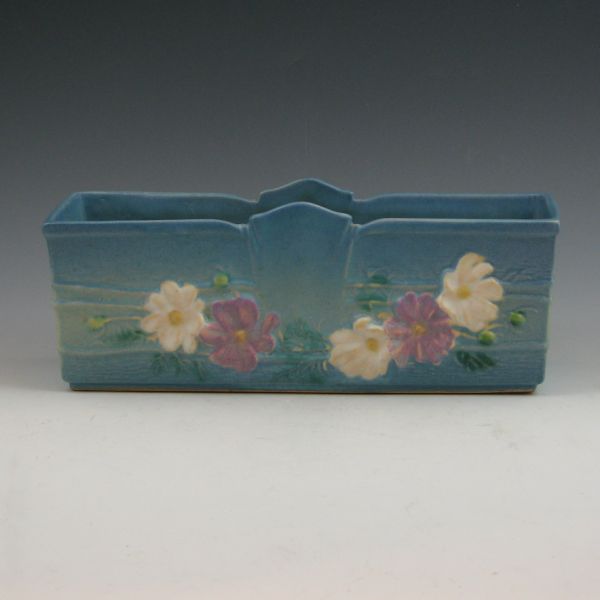 Roseville blue Cosmos window box.