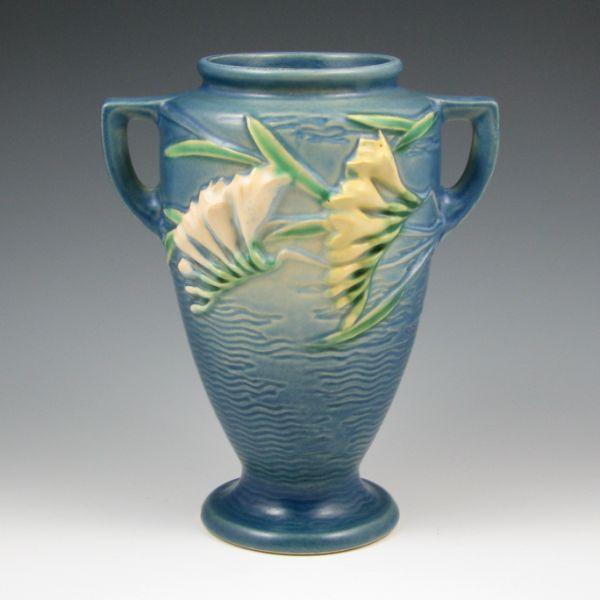 Roseville blue Freesia vase. 