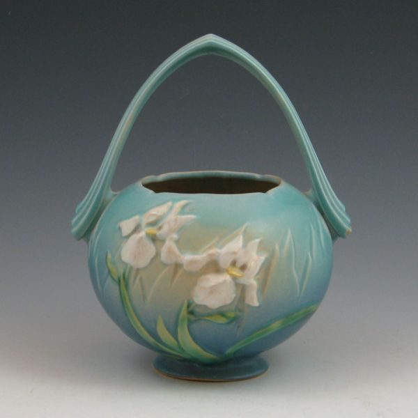 Roseville blue Iris basket.