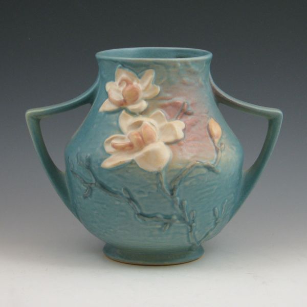 Roseville blue Magnolia vase with