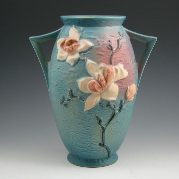 Roseville blue Magnolia vase with