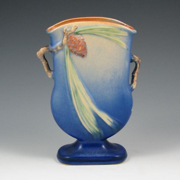 Roseville blue Pine Cone vase