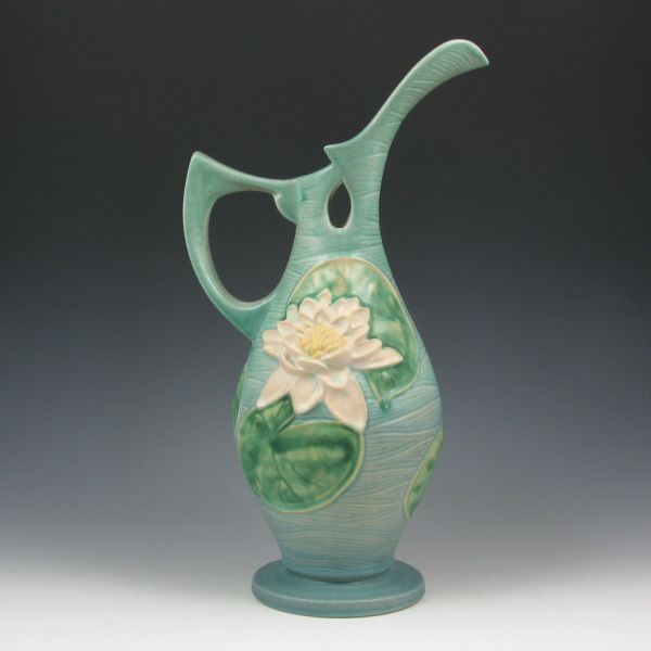 Roseville blue Water Lily ewer.