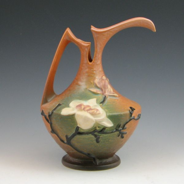 Roseville brown Magnolia ewer.