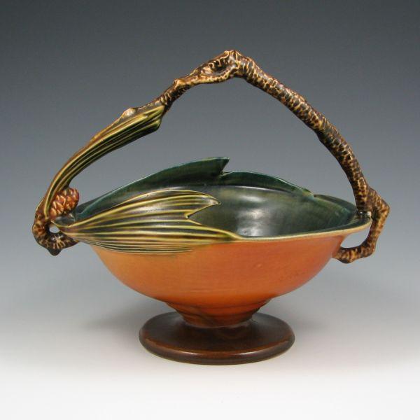 Roseville brown Pine Cone basket