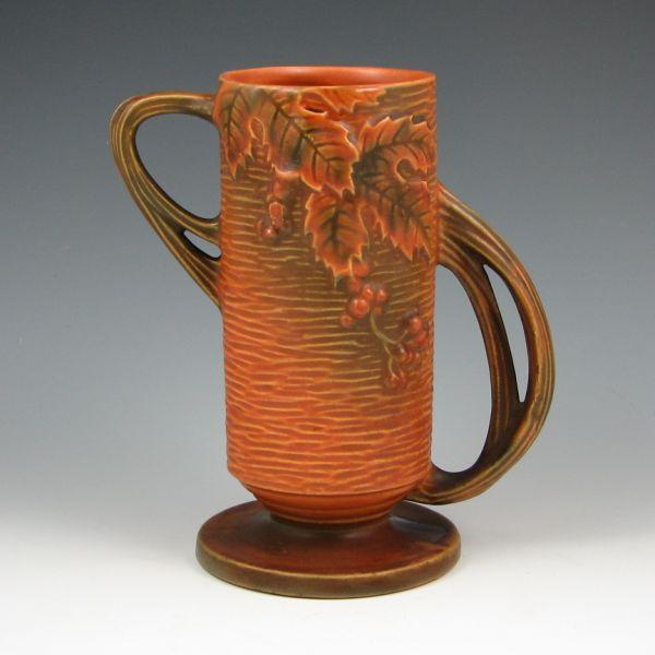 Roseville Bushberry vase in brown.