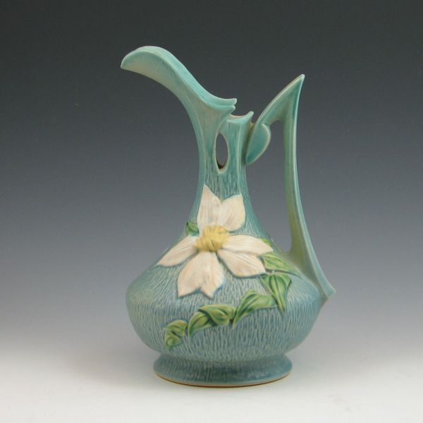 Roseville Clematis ewer in blue.