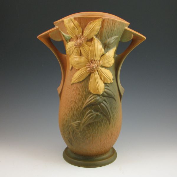 Roseville Clematis vase in brown.