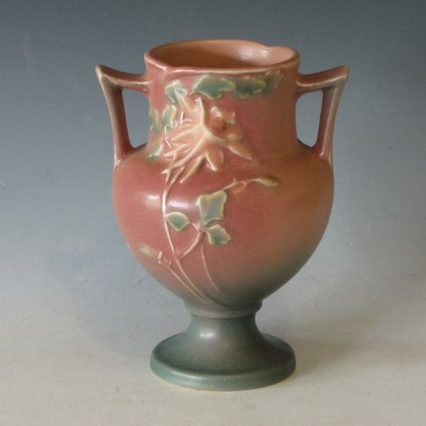 Roseville Columbine handled vase in