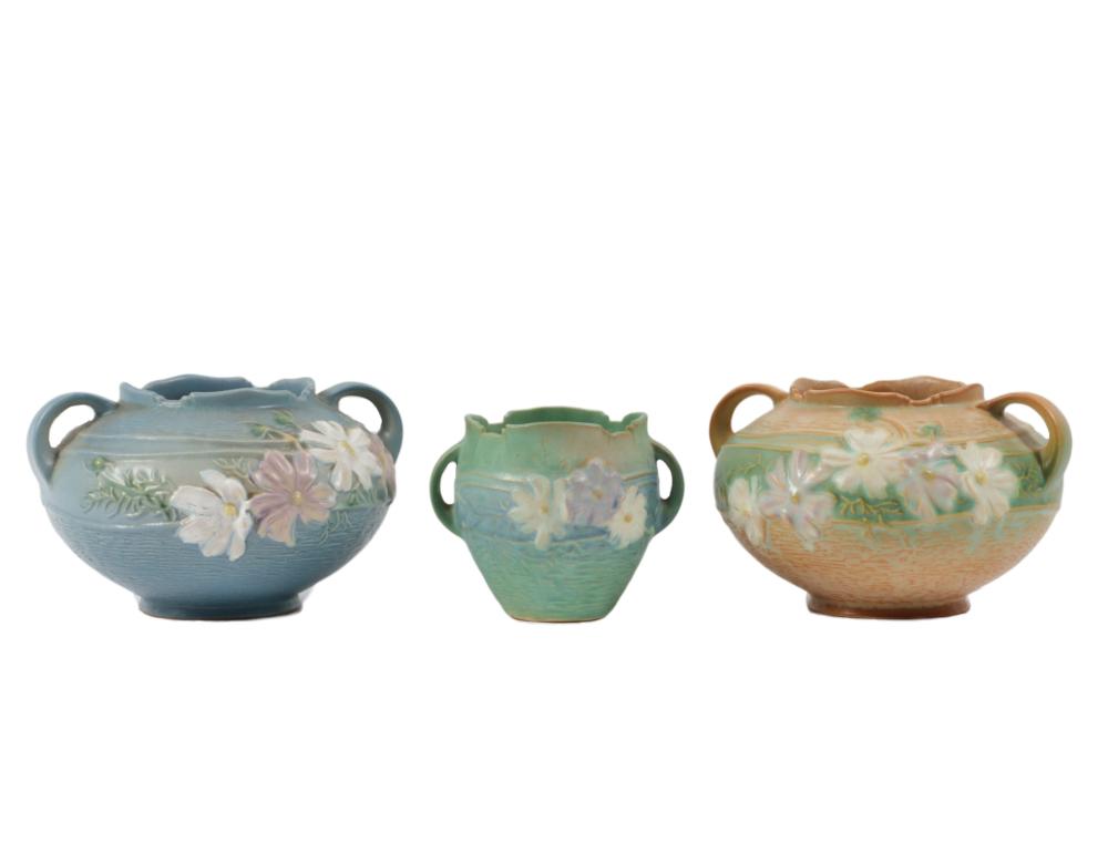 ROSEVILLE COSMOS ART POTTERY 3PC.