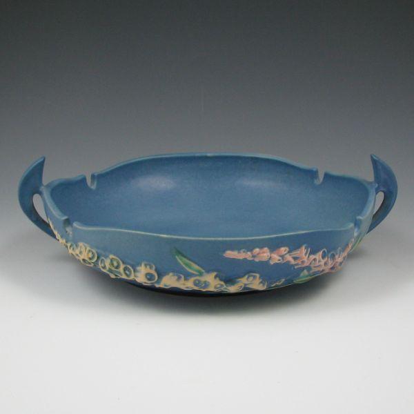Roseville Foxglove bowl in blue. 