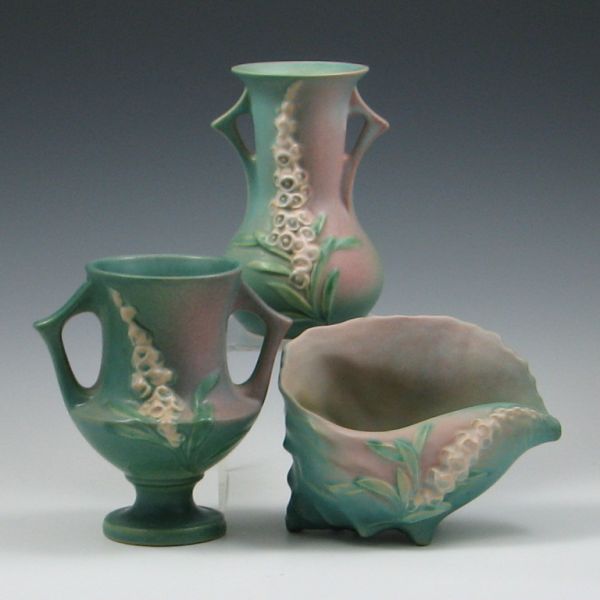Roseville Foxglove Handled Vases