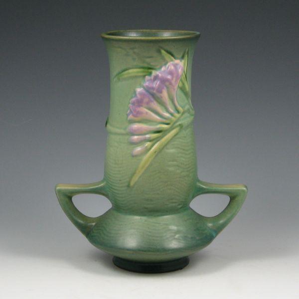 Roseville Freesia vase in green. 