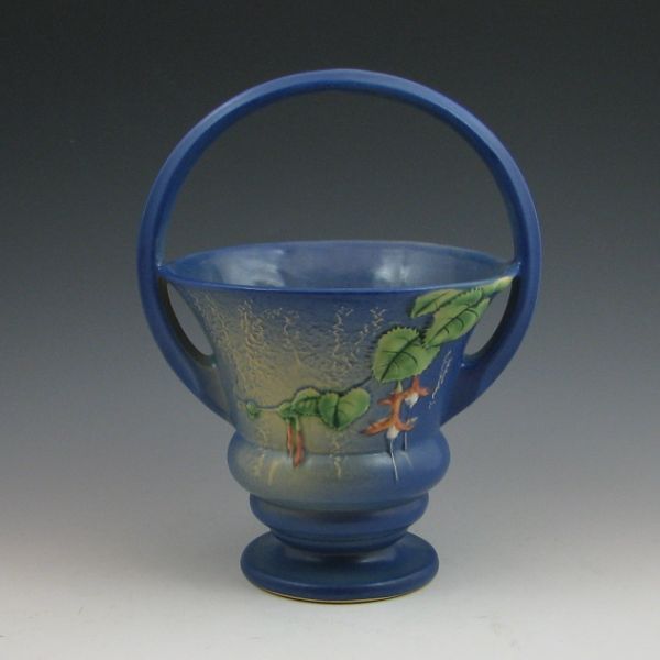 Roseville Fuchsia basket in blue.