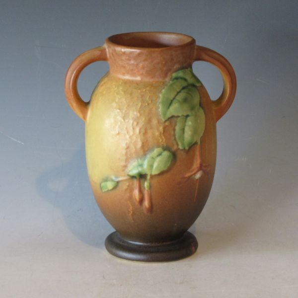 Roseville Fuchsia handled vase in
