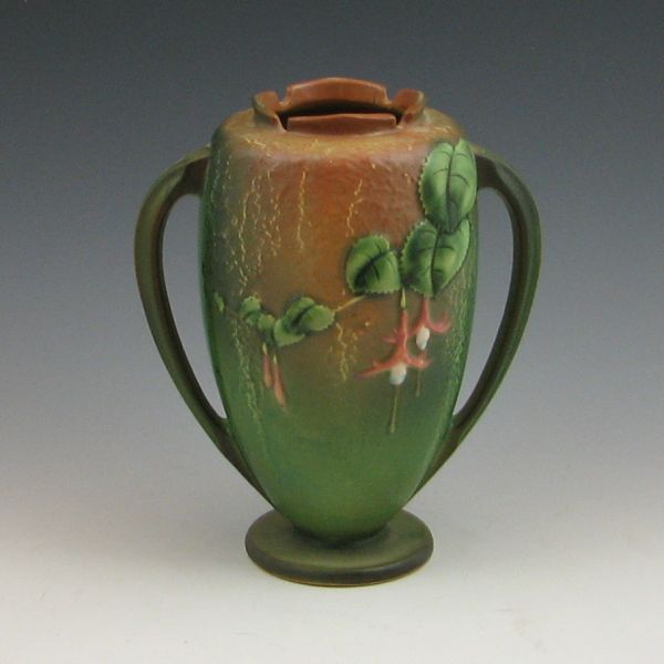 Roseville Fuchsia handled vase in