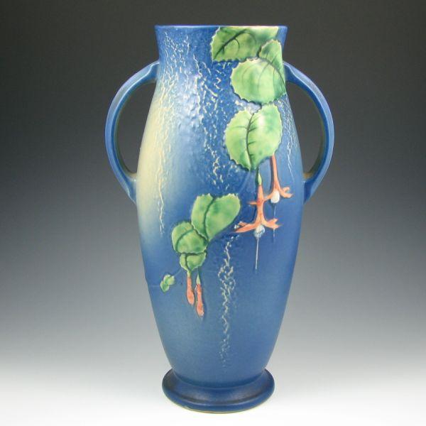 Roseville Fuchsia handled vase in