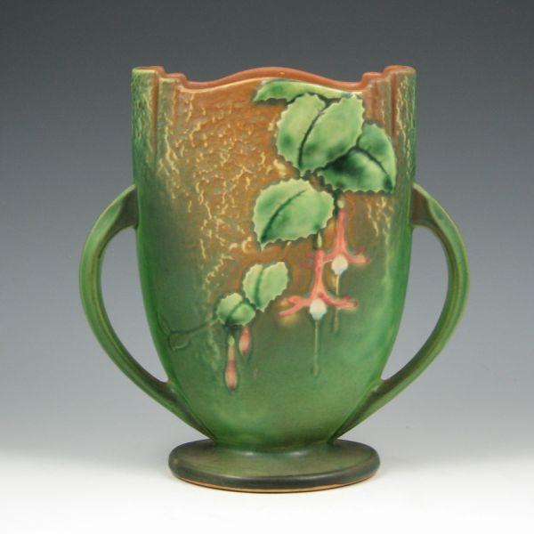 Roseville Fuchsia handled vase in