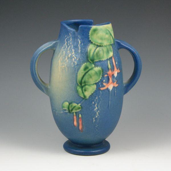 Roseville Fuchsia handled vase in