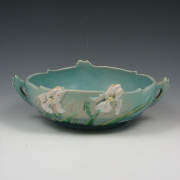 Roseville Iris handled bowl in