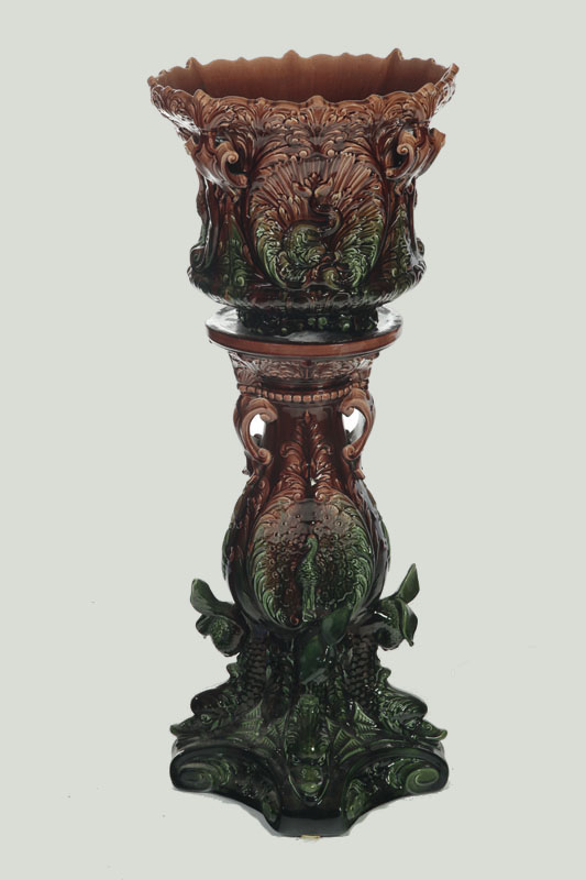 ROSEVILLE JARDINIERE AND PEDESTAL.