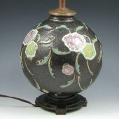 Roseville lamp with floral des
