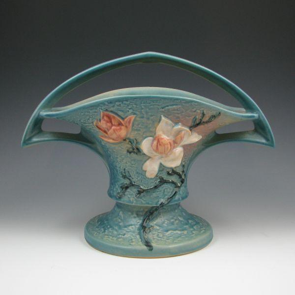 Roseville Magnolia basket in blue.