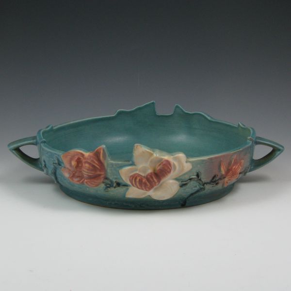 Roseville Magnolia bowl in blue.