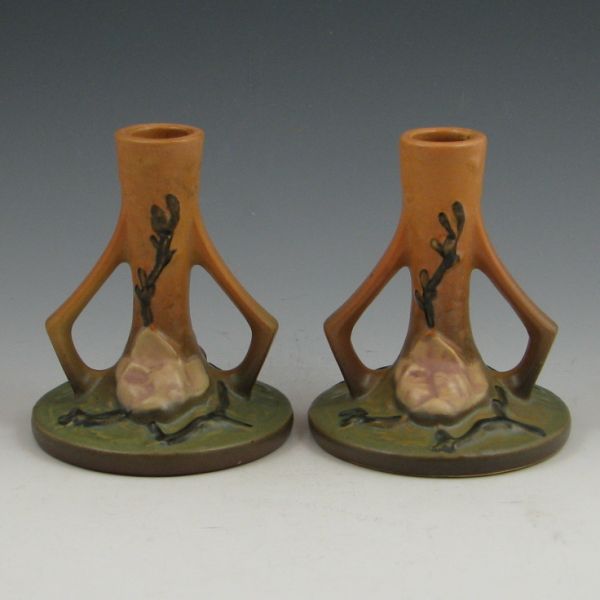 Roseville Magnolia candlesticks